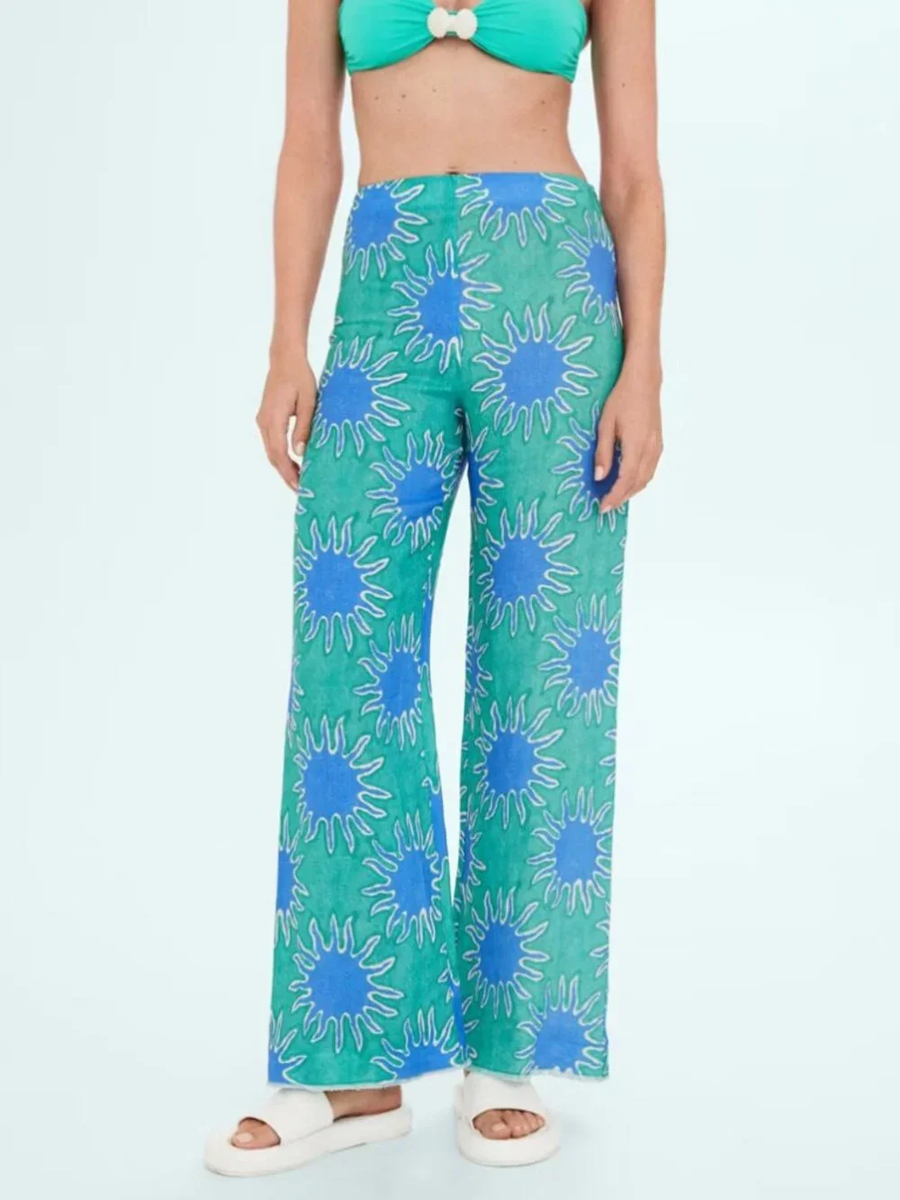 Mango x Simon Miller Wide-Leg Printed Linen Trousers NWT